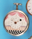 Versilberte Spindeltaschenuhr mit bemaltem Zifferblatt, Frankreich um 1820,