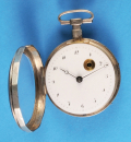 Silberne Spindeltaschenuhr, Baßerau Paris, 12-eckiges Silbergehäuse,