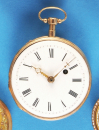 Goldene Spindeltaschenuhr mit ¼-Repetition auf 2 Tonfedern,