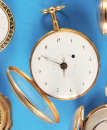 Goldene Spindeltaschenuhr mit ¼-Repetition auf 2 Tonfedern und Datum