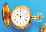Goldtaschenuhr mit Sprungdeckel, Minuten-Repetition und Chronograph,