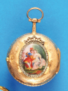 Gold-Email-Spindeltaschenuhr, Frankreich um 1800