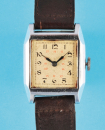 Vintage Armbanduhr mit Zylinderwerk, viereckiges verchromtes Gehäuse,