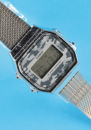 Casio Digital Multifunktions-Quartz-Armbanduhr „Alarm Chrono“, Zifferblattfront im Camouflage-Design,
