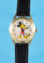 Mickey Mouse Armbanduhr, vergoldetes Gehäuse mit Stahldruckboden