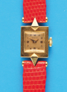 Zenith, viereckige Damen-Gold-Armbanduhr, 18-ct.-Gold,