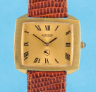 Jaeger, rechteckige, vergoldete Armbanduhr mit Stahlboden, cal. Favre-Leuba 272, 1970er-Jahre,