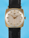 Girard Perregaux, 4-eckige 10-ct.-Goldfilled-Armbanduhr mit Zentralsekunde und Datum,