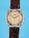 Longines Watch Co., 14-ct.-Weißgold-Armbanduhr mit 4 Diamanten auf Lünette, cal. 22L,