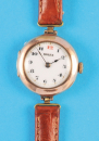 Rolex, Damen-Gold-Vintage-Armbanduhr mit Emailzifferblatt und roter „12“,