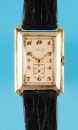 W. Bröcking, Hamburg, rechteckige Goldarmbanduhr, 14-ct.-Goldgehäuse mit Monogramm E.St., Recta Swiss Werk