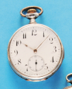 Versilberte Taschenuhr mit Minuten-Repetition auf 2 Tonfedern über Schieber,