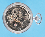 Metall-Taschenuhr mit Schaltrad-Chronograph und 30-Minuten- Zähler,