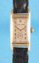 Longines, rechteckige 14-ct.-Goldarmbanduhr mit kleiner Sekunde
