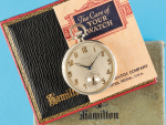  Hamilton Watch Co., Lancaster, USA, Weißgold-Frackuhr im Original-Etui,