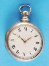 Englische Silbertaschenuhr mit Übergehäuse und früher Zylinderhemmung,